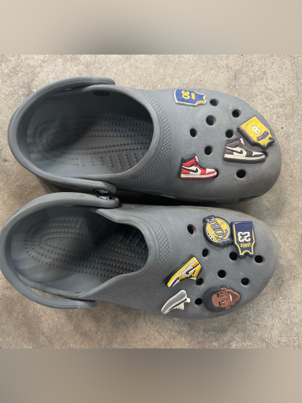 CROCS Kids Gray Slip-On Clogs with Sporty Jibbitz Charms